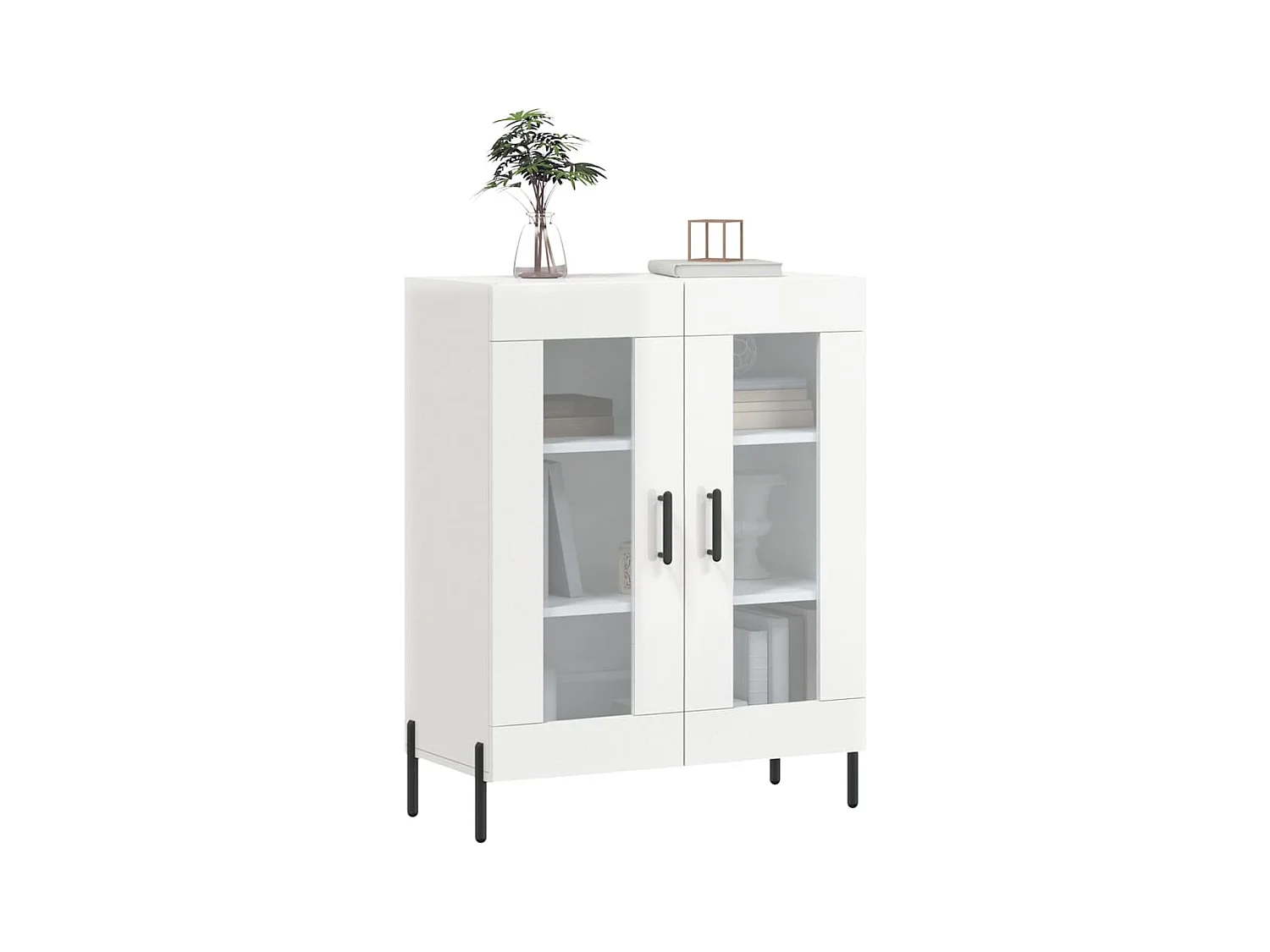 Buffet Blanc brillant 69,5x34x90 Bois d'ingénierie