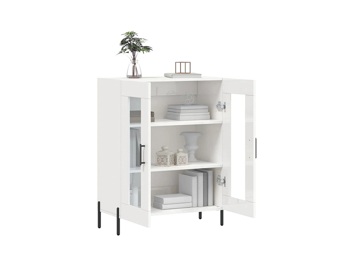 Buffet Blanc brillant 69,5x34x90 Bois d'ingénierie