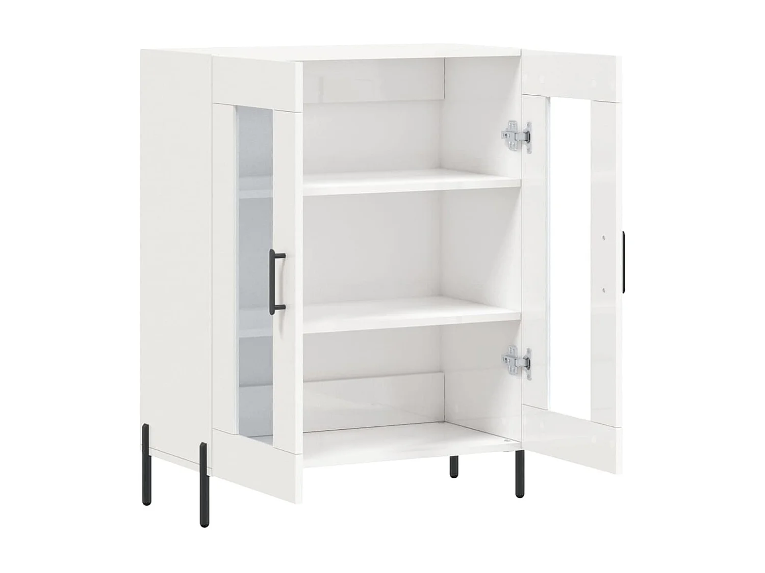 Buffet Blanc brillant 69,5x34x90 Bois d'ingénierie