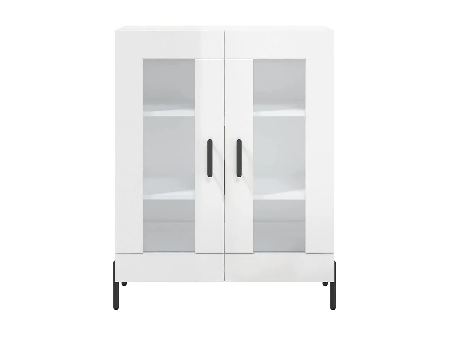 Buffet Blanc brillant 69,5x34x90 Bois d'ingénierie
