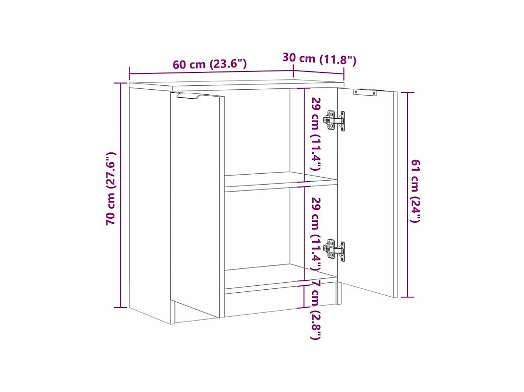 Buffet vieux bois 60x30x70 bois d'ingénierie