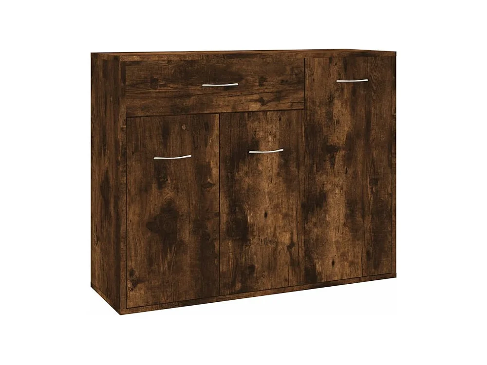 Petit buffet 3 portes et 1 tiroir Homa L 88cm - Gamme intemporelle-Couleur Marron fumé