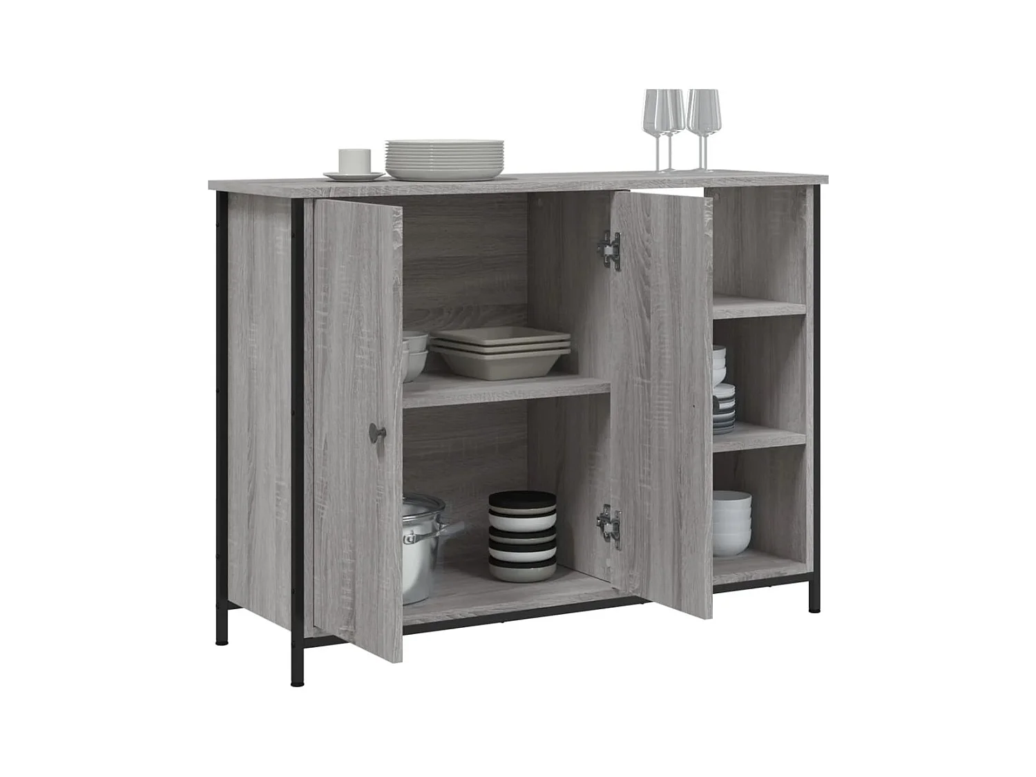 Buffet sonoma gris 100x33x75 bois d'ingénierie