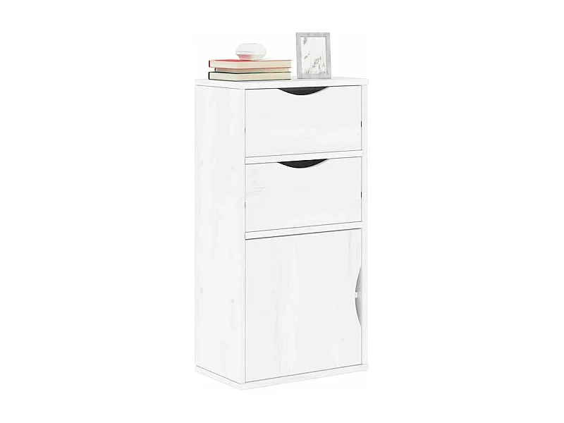 Armoire latérale tiroirs ODDA blanc 40x24x79 bois massif pin