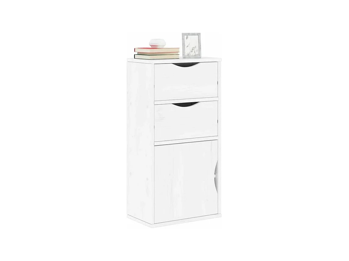 Armoire latérale tiroirs ODDA blanc 40x24x79 bois massif pin