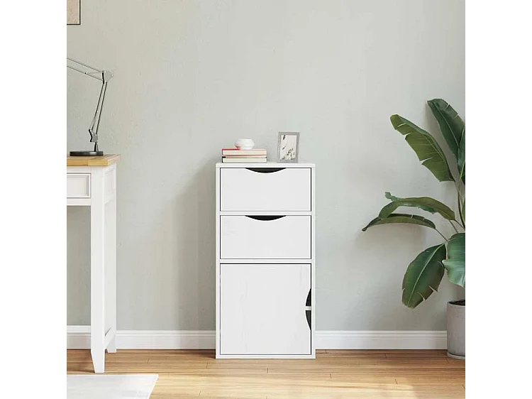 Armoire latérale tiroirs ODDA blanc 40x24x79 bois massif pin