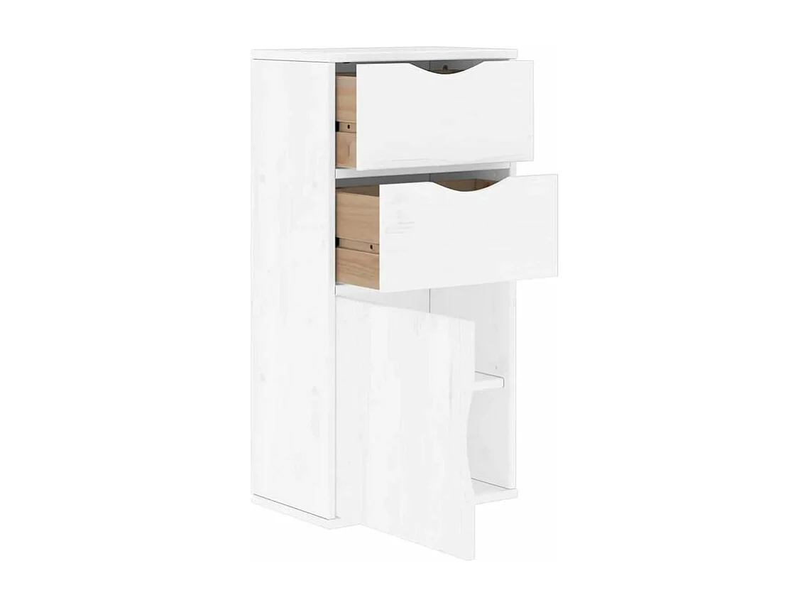 Armoire latérale tiroirs ODDA blanc 40x24x79 bois massif pin