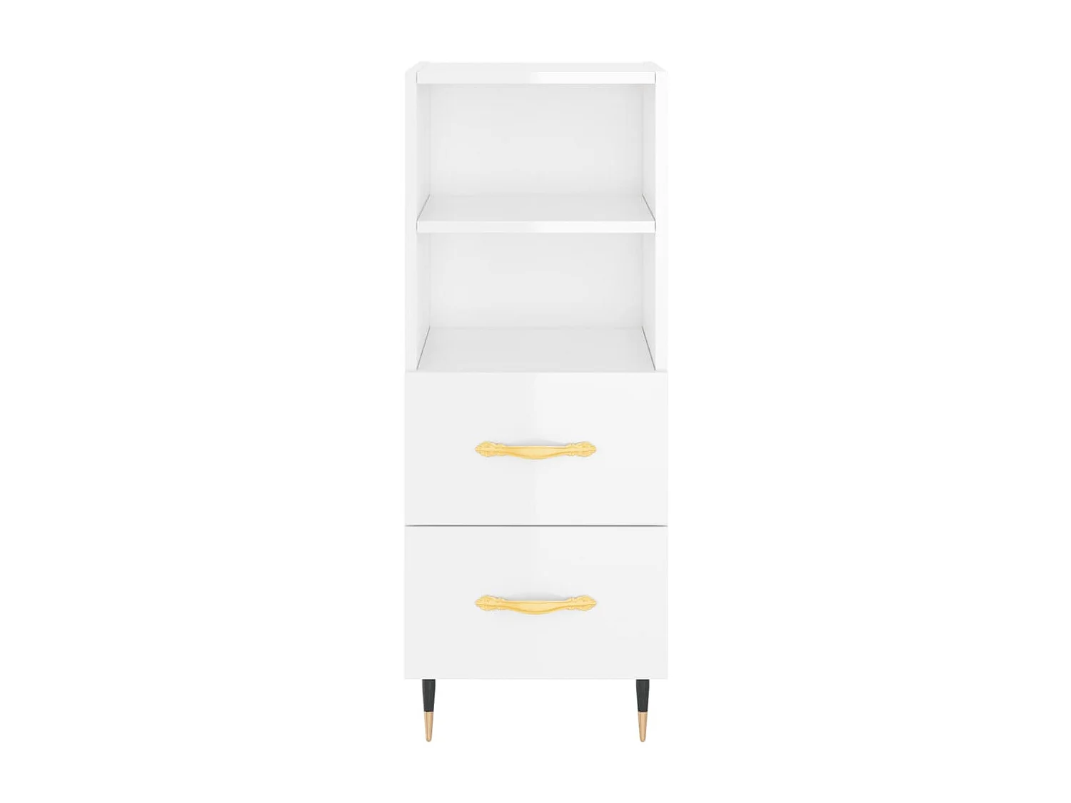 Buffet Blanc brillant 34,5x34x90 Bois d'ingénierie