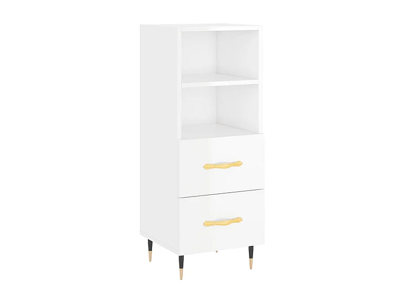 Buffet Blanc brillant 34,5x34x90 Bois d'ingénierie