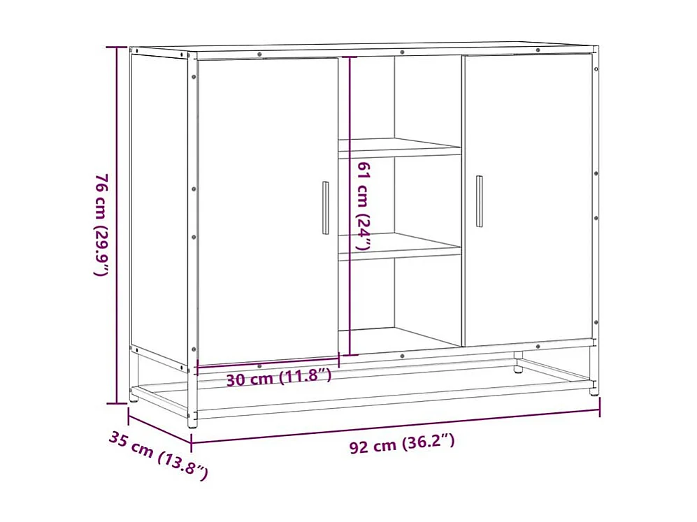 Buffet noir 92x35x76 bois d’ingénierie