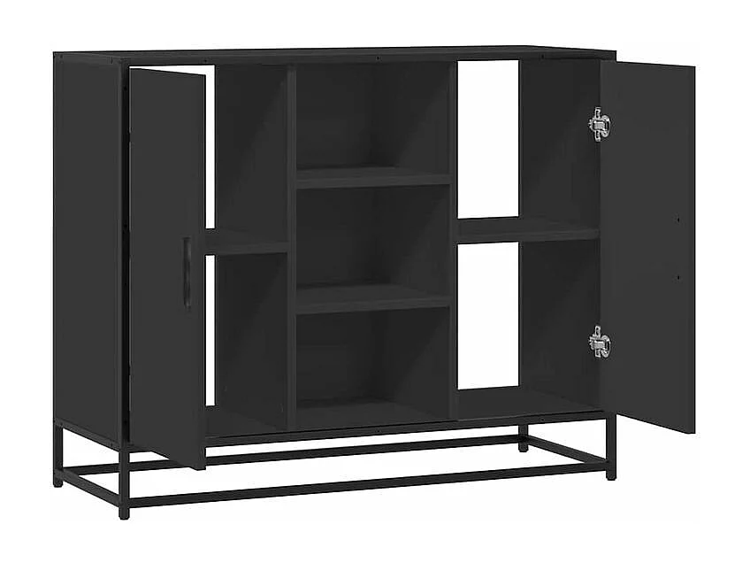 Buffet noir 92x35x76 bois d’ingénierie