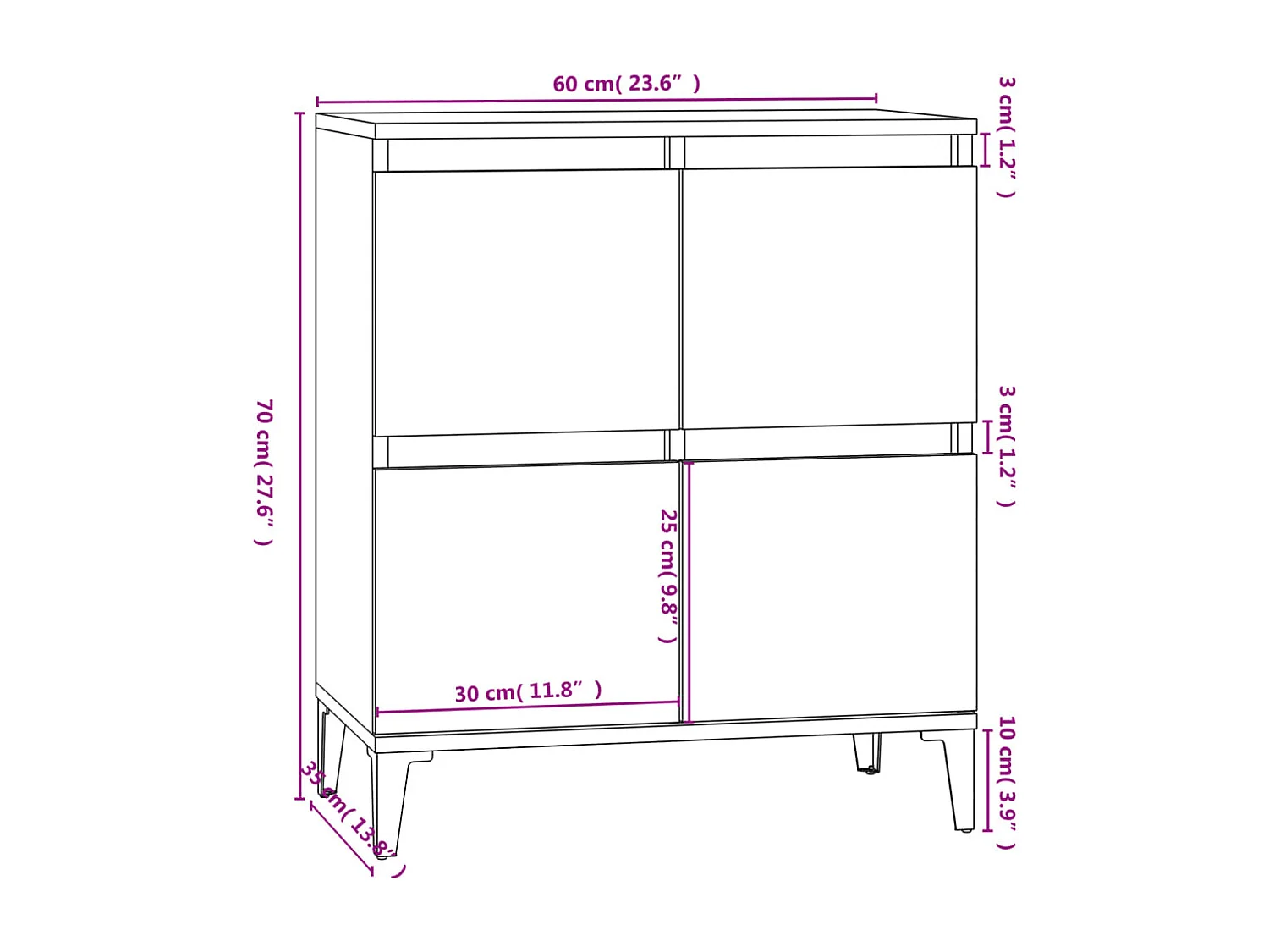 Buffet Chêne fumé 60x35x70 Bois d'ingénierie