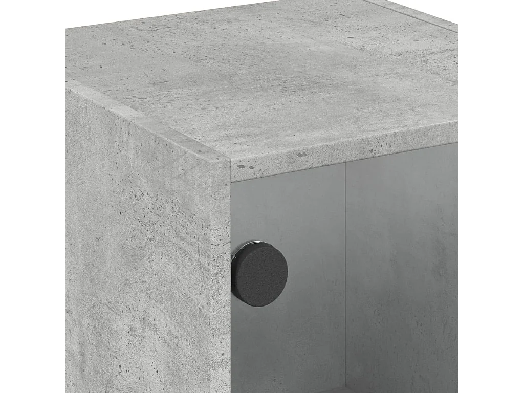 Armoire latérale avec portes en verre gris béton 35x37x75,5