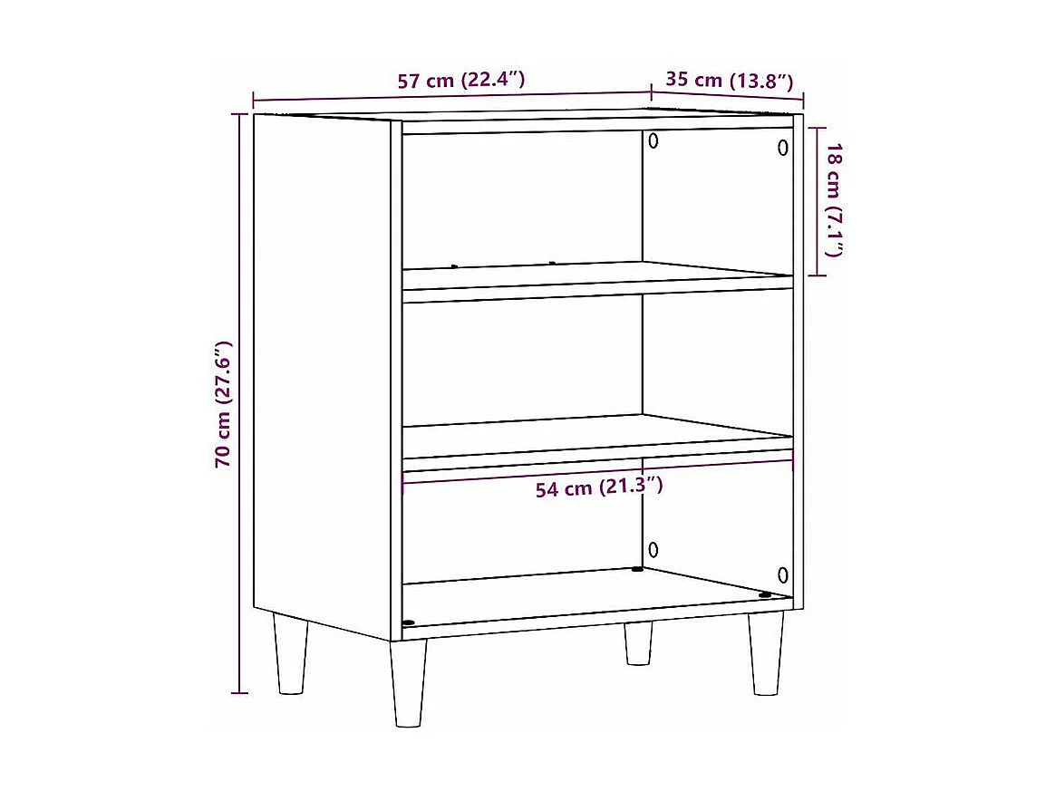 Buffet chêne artisanal 57x35x75 bois d'ingénierie