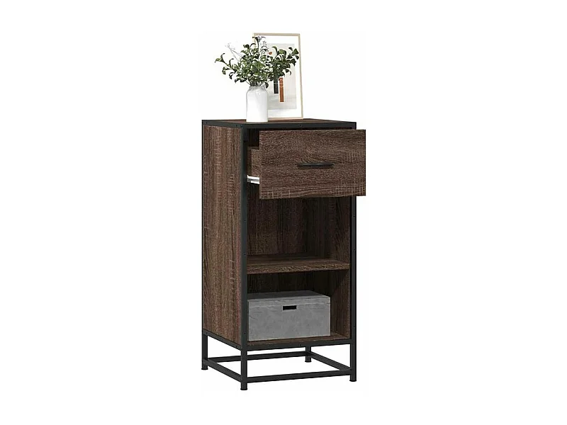 Buffet chêne marron 35,5x35x76 bois d'ingénierie et métal