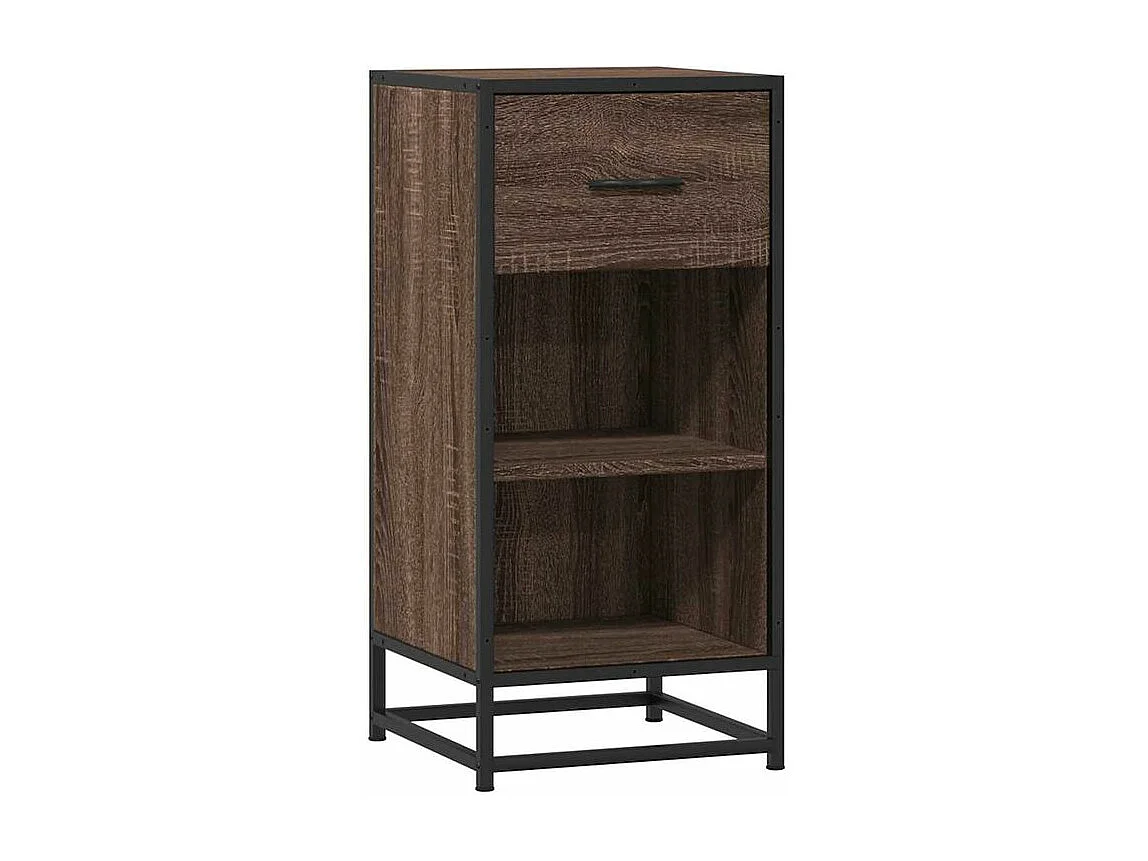 Buffet chêne marron 35,5x35x76 bois d'ingénierie et métal