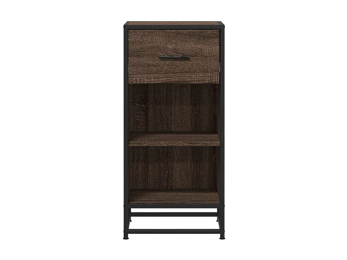 Buffet chêne marron 35,5x35x76 bois d'ingénierie et métal