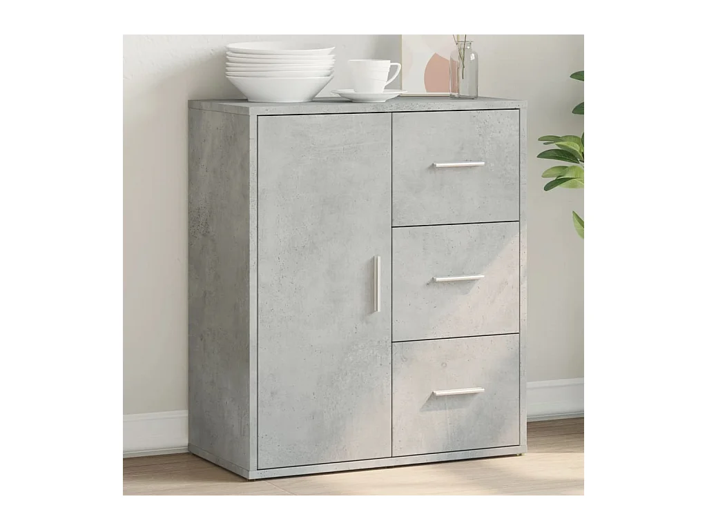 Buffet gris béton 60x31x70 bois d'ingénierie