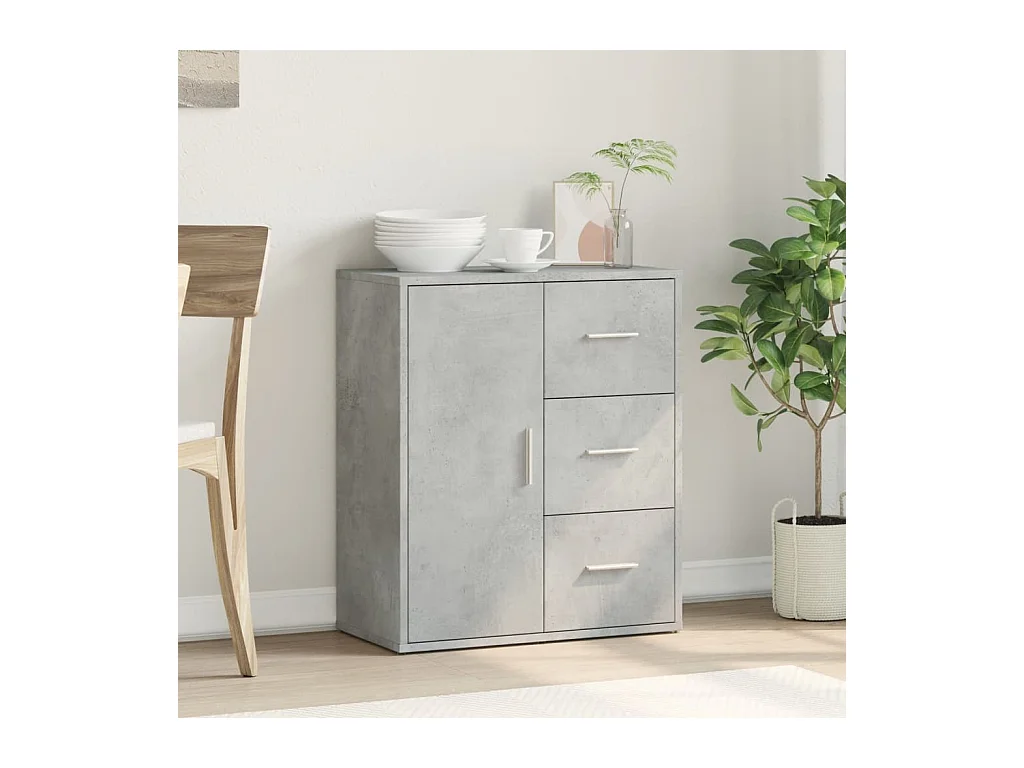 Buffet gris béton 60x31x70 bois d'ingénierie