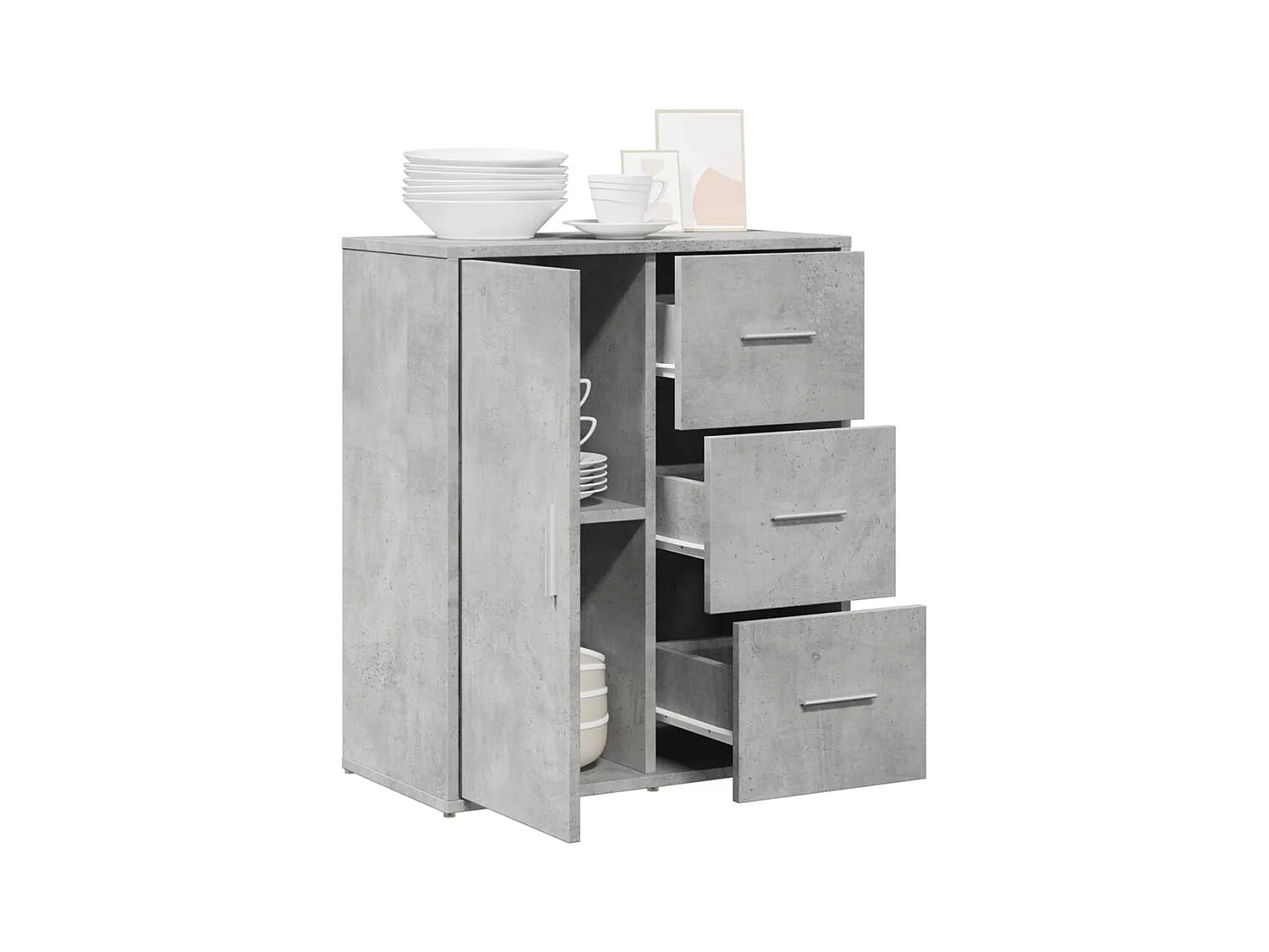 Buffet gris béton 60x31x70 bois d'ingénierie
