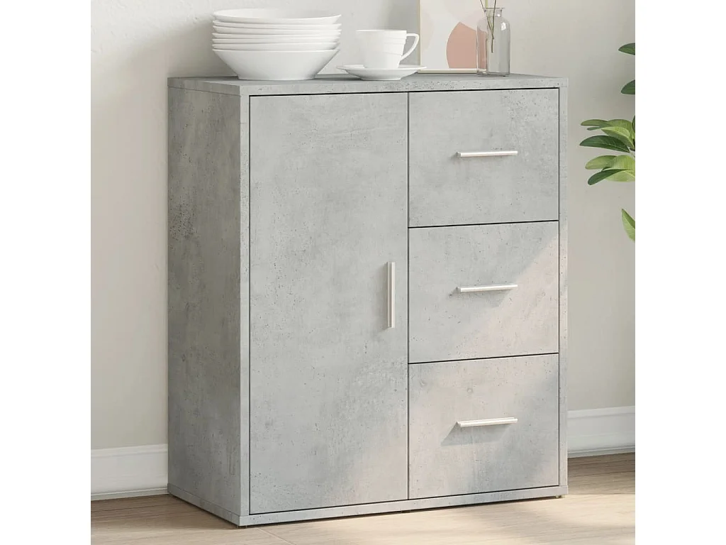 Buffet gris béton 60x31x70 bois d'ingénierie