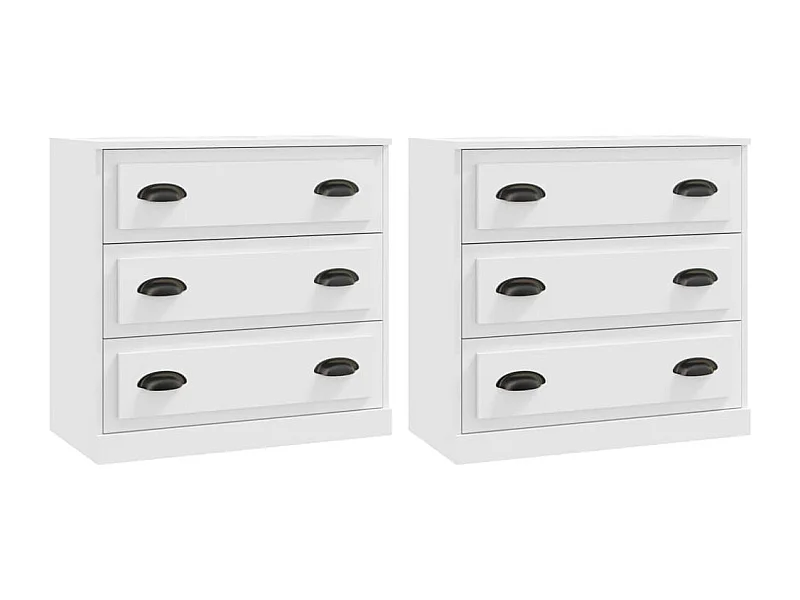 Buffets 2 pcs blanc bois d'ingénierie
