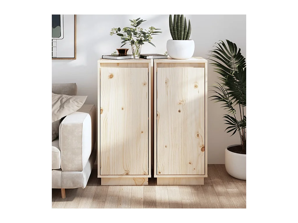 Buffets 2 pcs 31,5x34x75 Bois massif de pin 2