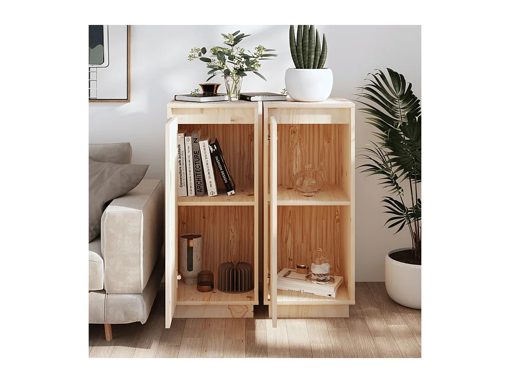 Buffets 2 pcs 31,5x34x75 Bois massif de pin 2