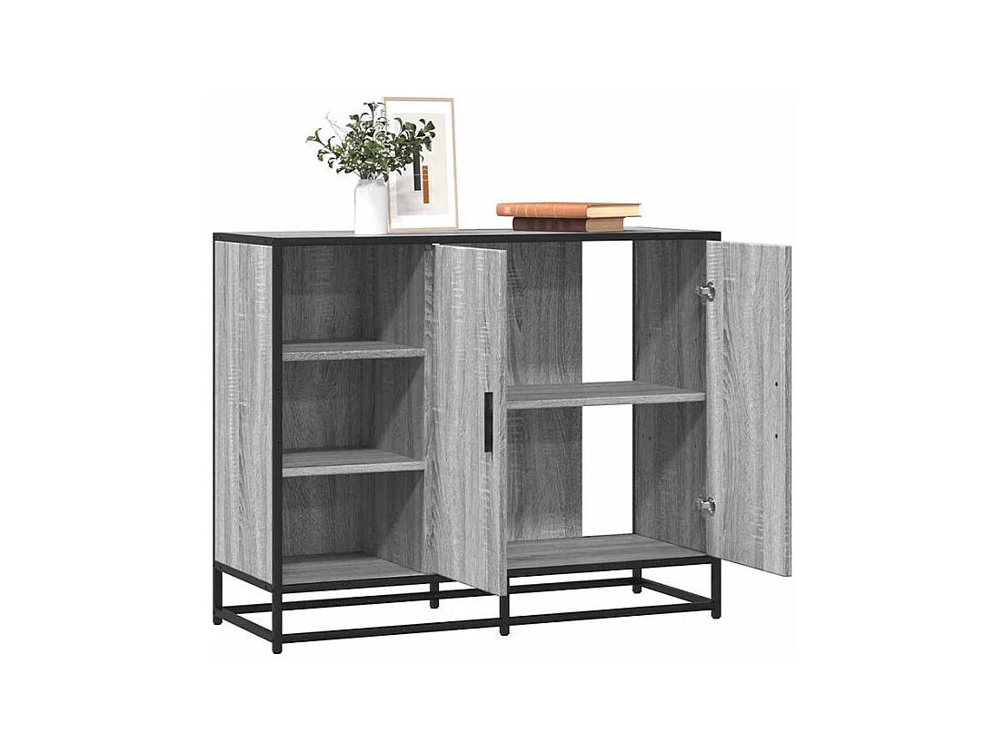 Buffet sonoma gris 92x35x76 bois d'ingénierie