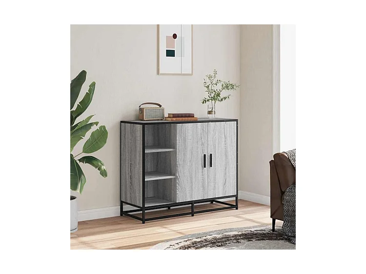 Buffet sonoma gris 92x35x76 bois d'ingénierie