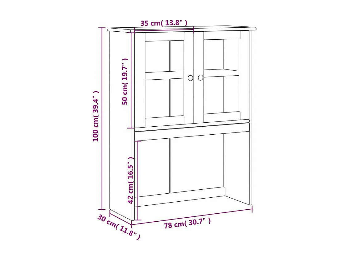 Dessus de commode VIGO blanc 78x30x100 bois massif de pin