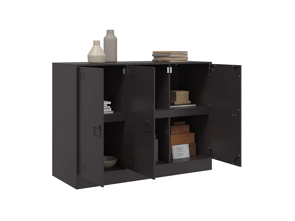 Meuble de rangement 3 portes en acier Lazard 99cm - Style Industriel-Couleur Noir