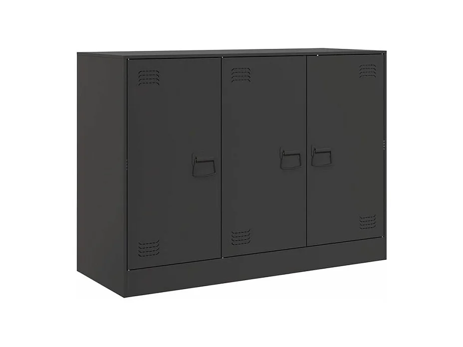 Meuble de rangement 3 portes en acier Lazard 99cm - Style Industriel-Couleur Noir