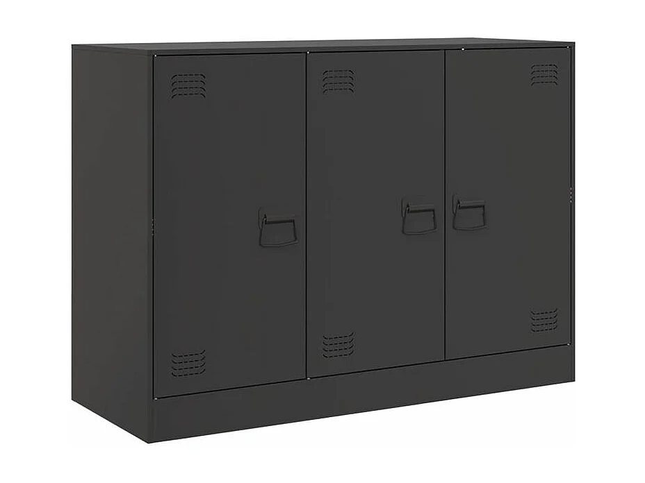 Meuble de rangement 3 portes en acier Lazard 99cm - Style Industriel-Couleur Noir