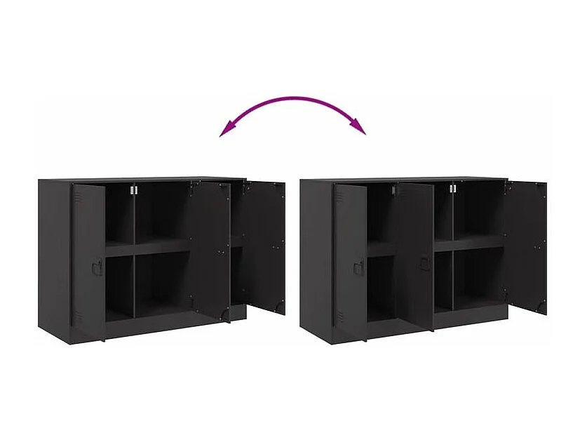 Meuble de rangement 3 portes en acier Lazard 99cm - Style Industriel-Couleur Noir