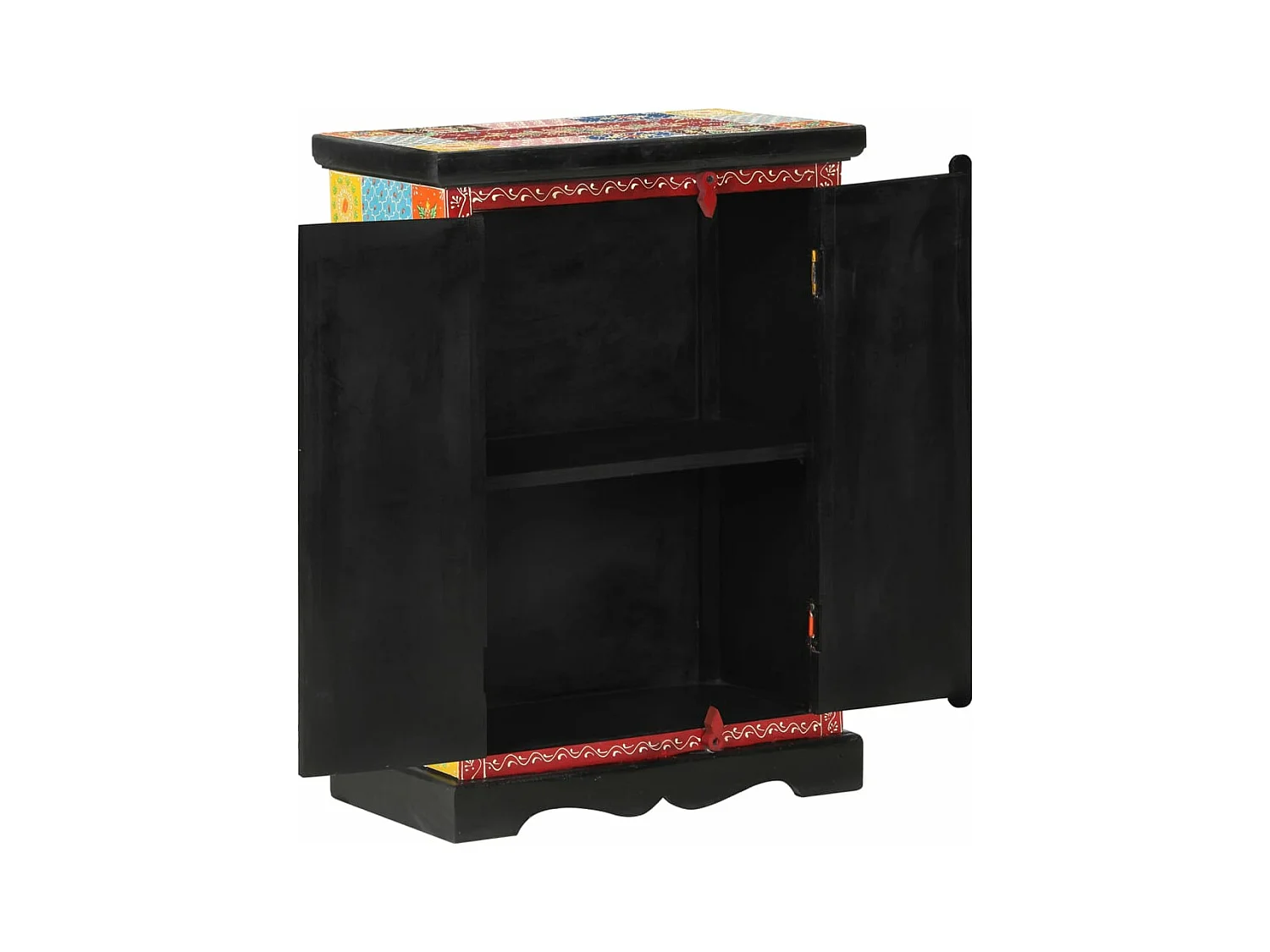 Buffet peint à la main avec portes 53x30x75 Bois de manguier