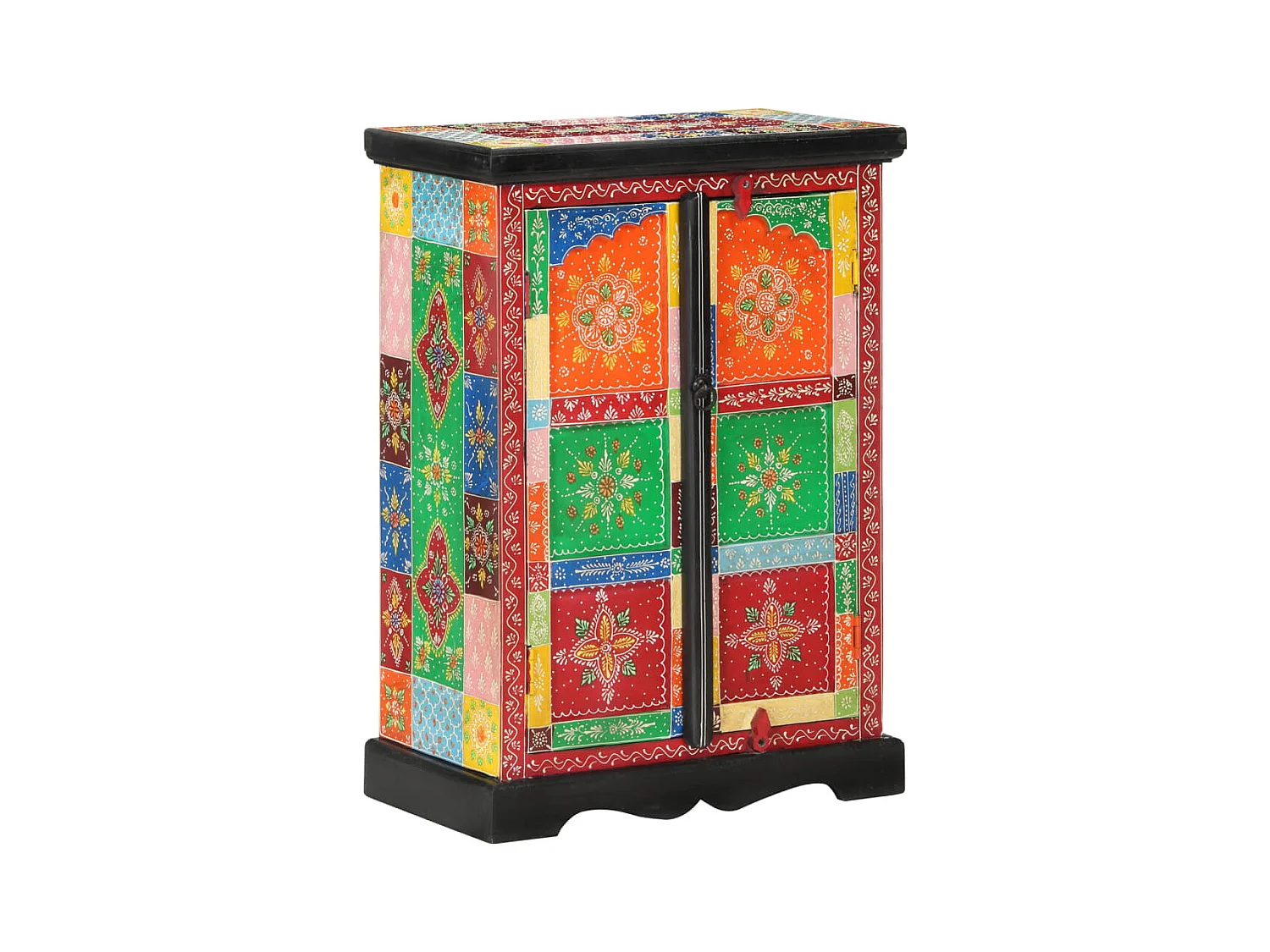 Buffet peint à la main avec portes 53x30x75 Bois de manguier