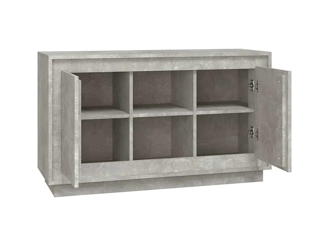 Petit buffet 2 portes 1 étagère extérieure 102cm – Modèle Novila-Couleur Gris béton