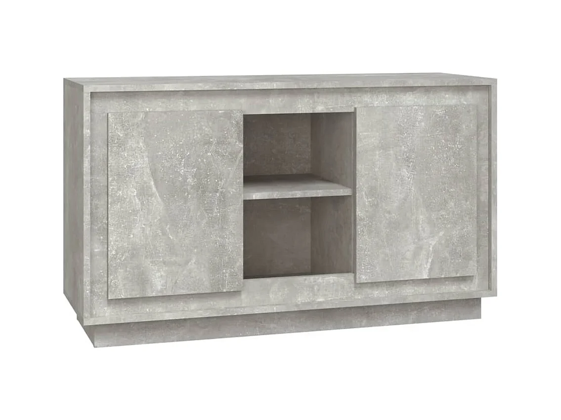 Petit buffet 2 portes 1 étagère extérieure 102cm – Modèle Novila-Couleur Gris béton