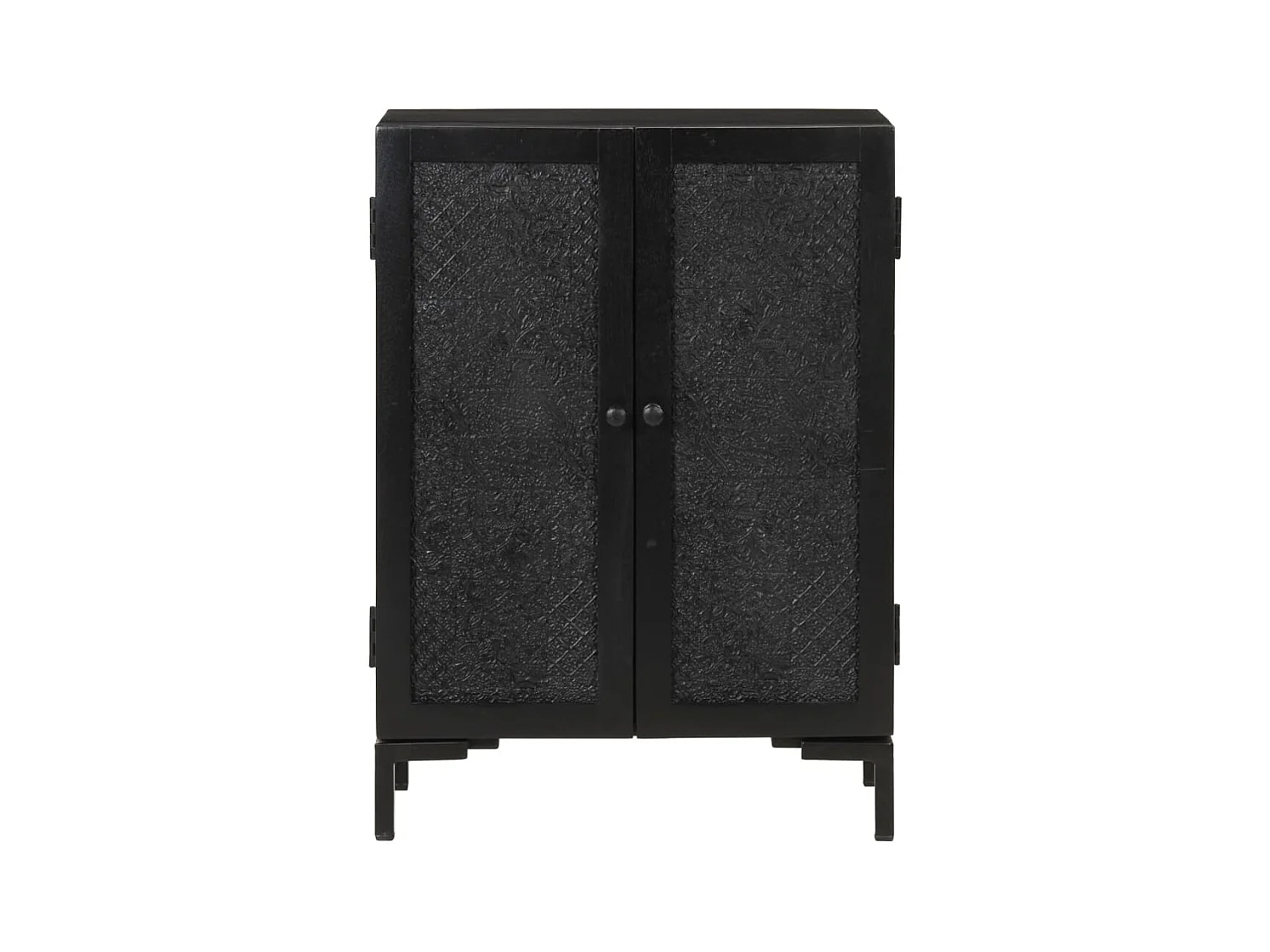 Buffet noir 55x30x77 bois massif de manguier et fer