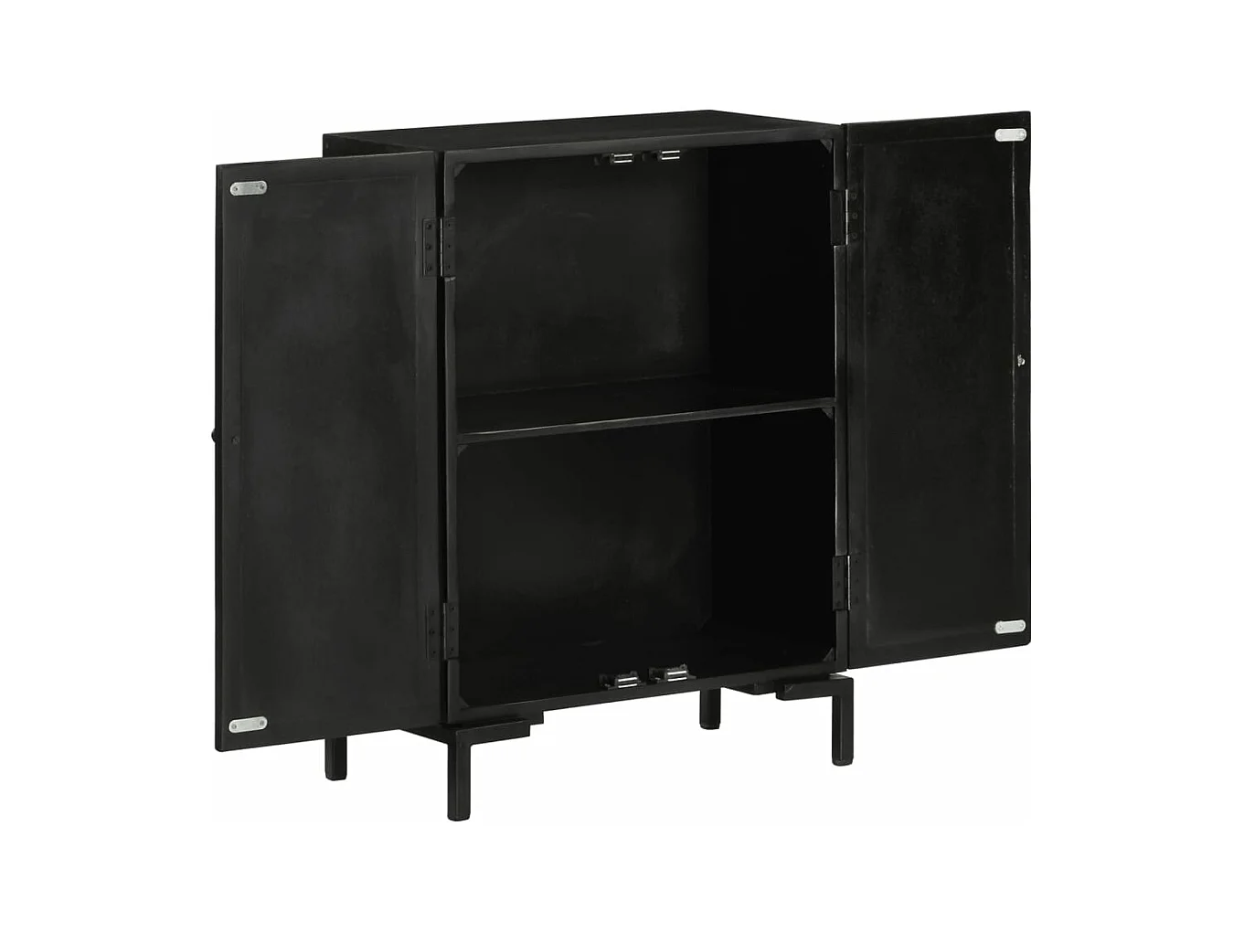 Buffet noir 55x30x77 bois massif de manguier et fer