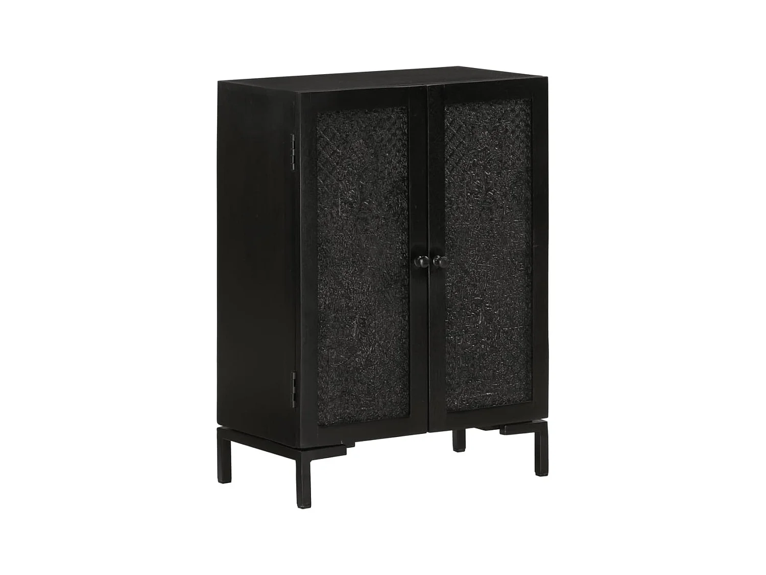 Buffet noir 55x30x77 bois massif de manguier et fer