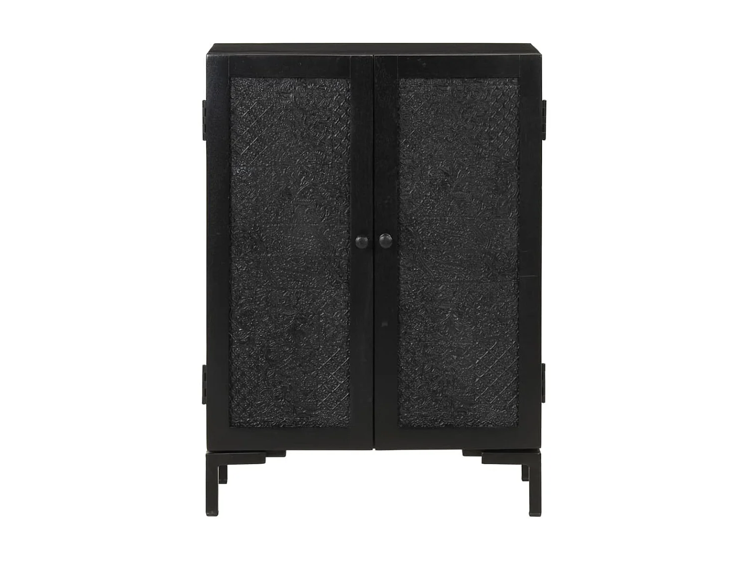 Buffet noir 55x30x77 bois massif de manguier et fer