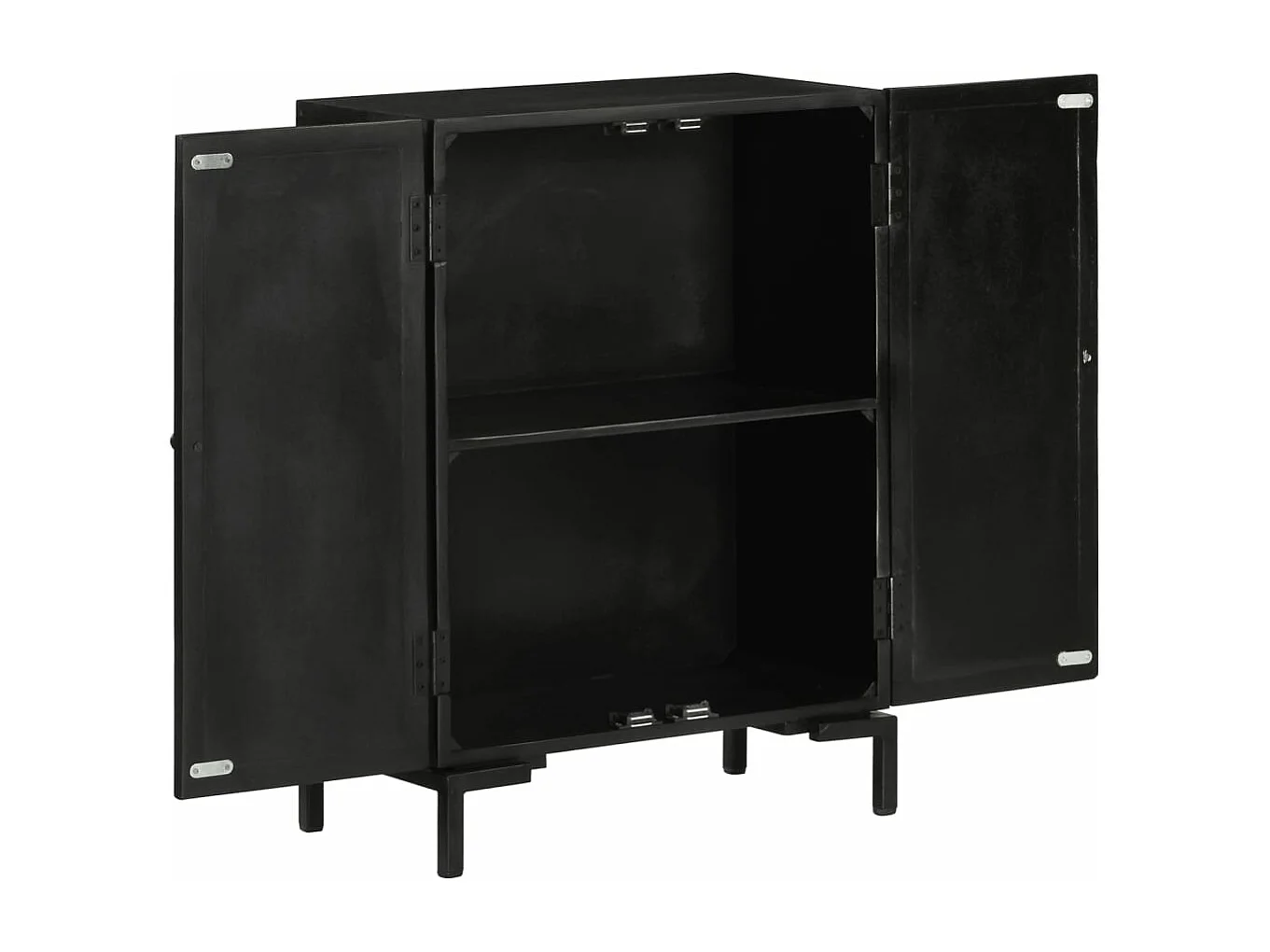 Buffet noir 55x30x77 bois massif de manguier et fer