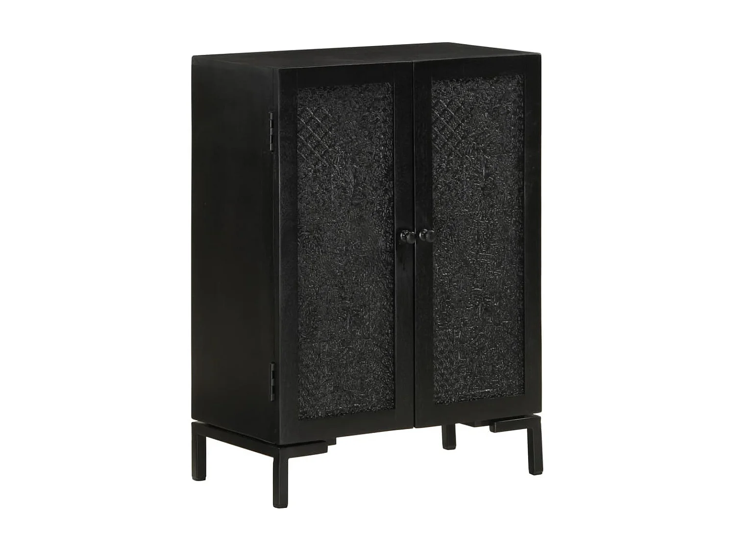 Buffet noir 55x30x77 bois massif de manguier et fer