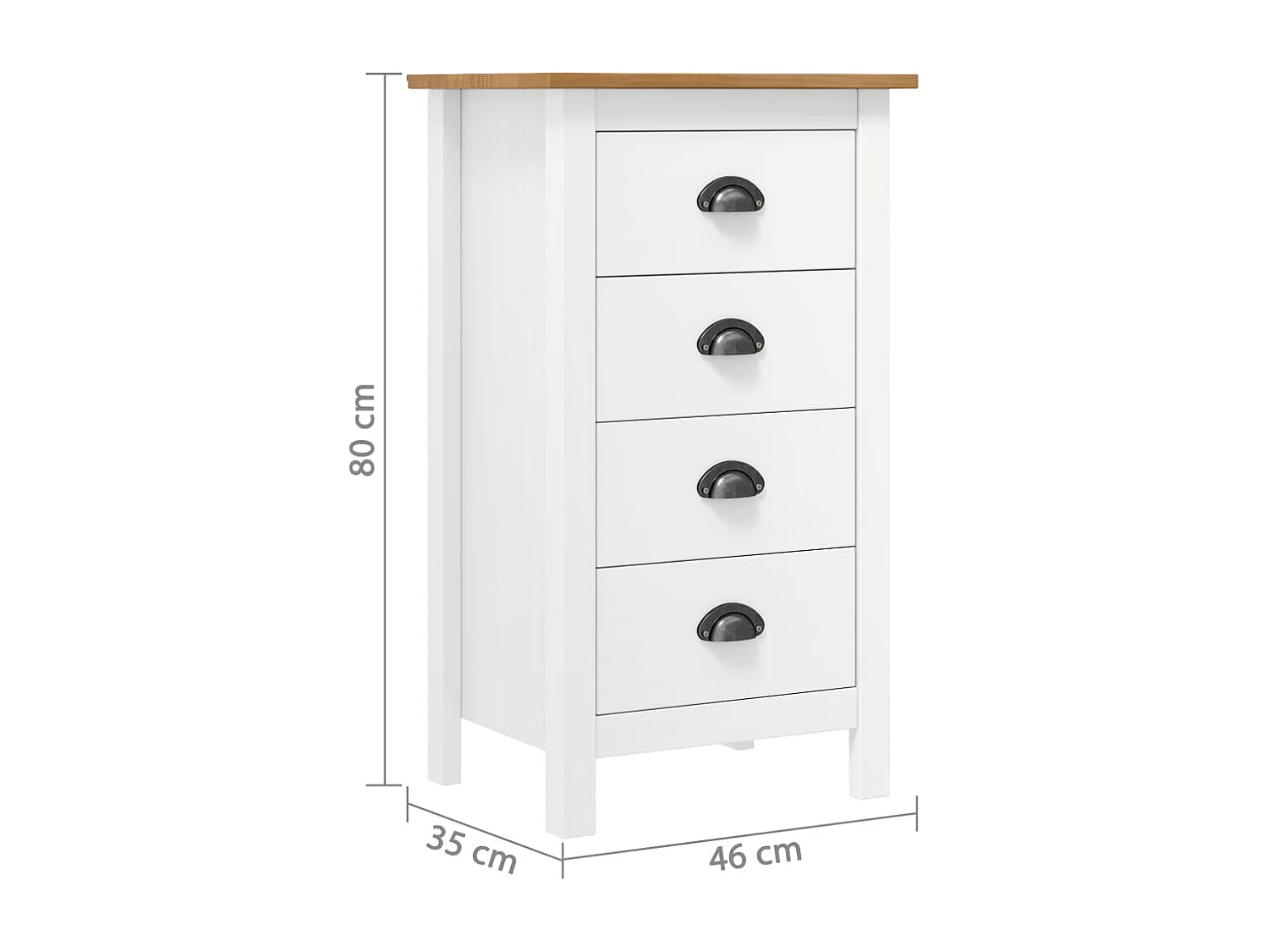 Buffet Hill Range Blanc 46x35x80 Bois de pin solide 2