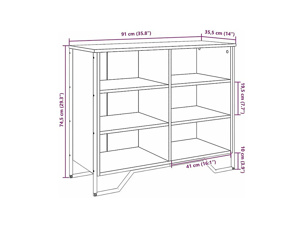 Buffet chêne sonoma 91x35,5x74,5 bois d'ingénierie