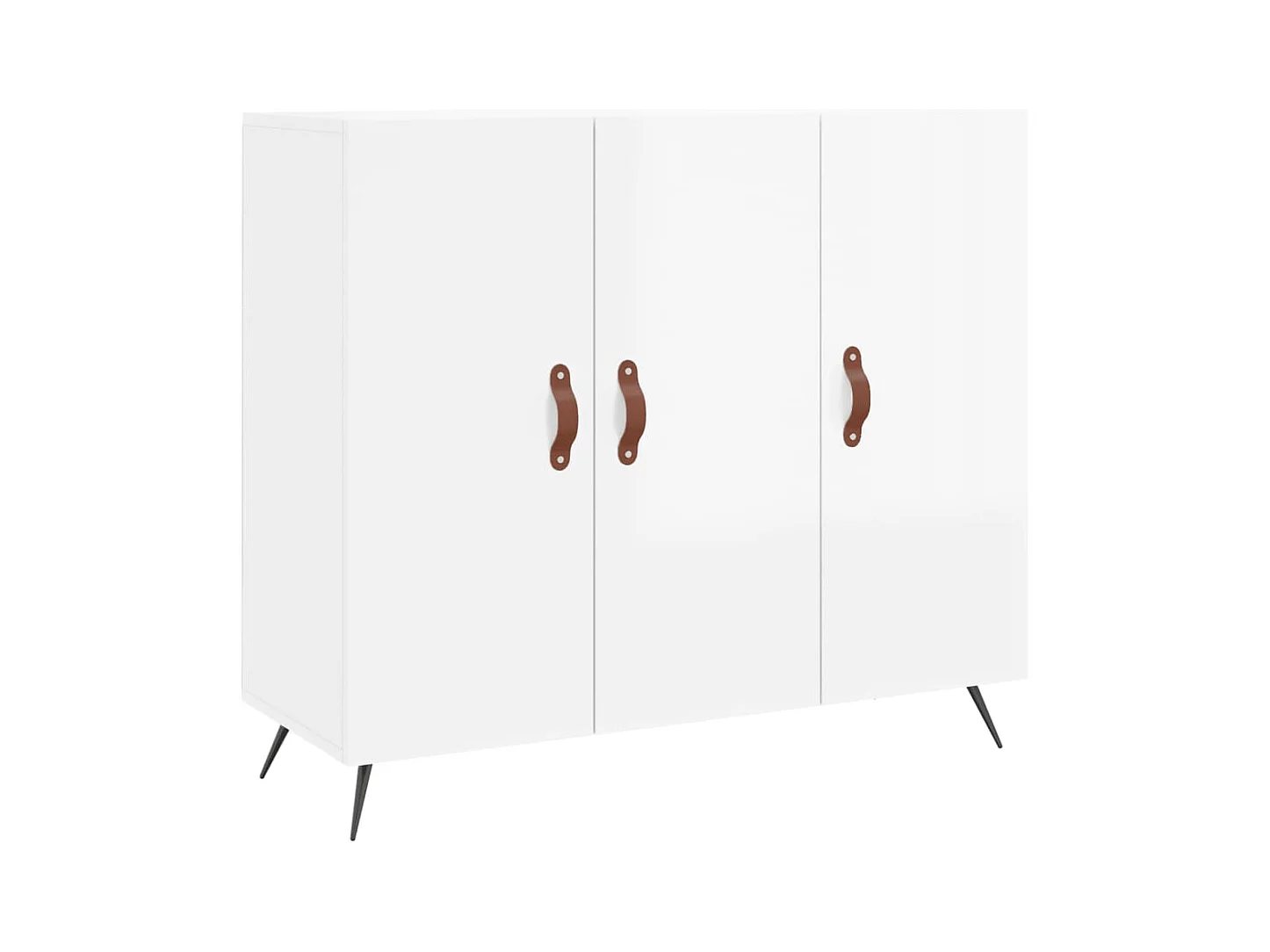 Buffet blanc brillant 90x34x80 bois d'ingénierie