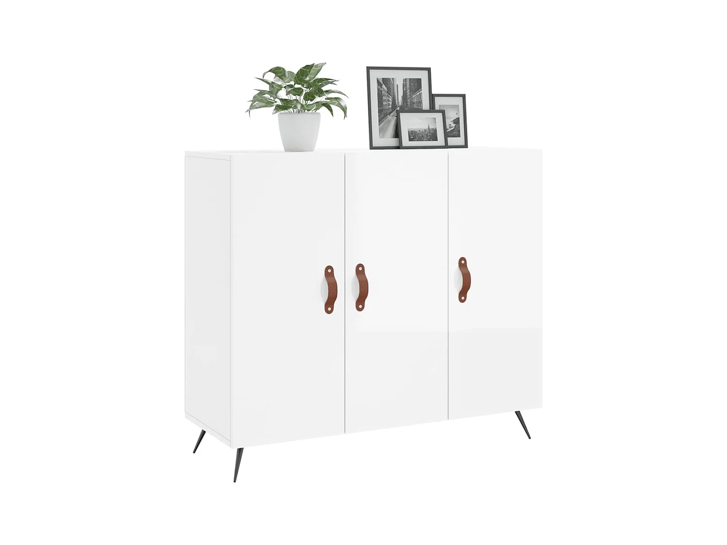 Buffet blanc brillant 90x34x80 bois d'ingénierie