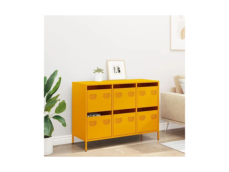 Buffet jaune moutarde 101,5x39x73,5 acier laminé à froid